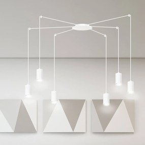 Lampadario a Sospensione in Acciaio TRAKER 6 BLACK e WHITE