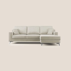 Michael divano moderno angolare con penisola in morbido velluto impermeabile T01 panna Angolare Destro
