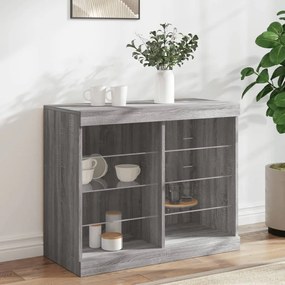 Credenza con luci led grigio sonoma 81x37x67 cm