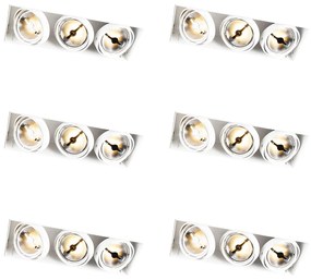 Set di 6 faretti da incasso bianchi AR111 senza cornice 3 luci - Oneon