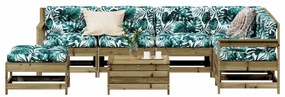 Set divani da giardino 8pz con cuscini legno impregnato di pino