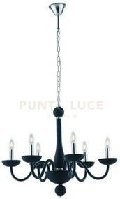 Lampadario alfiere nero/cromo 6xe14 74x178cm i-alfiere-6 nero