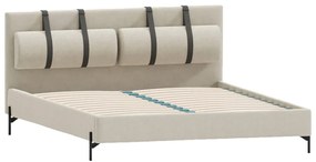 Letto matrimoniale beige imbottito con rete inclusa 180x200 cm Tulsa – Ropez