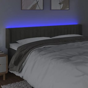 Testiera a led grigio scuro 183x16x78/88 cm in velluto