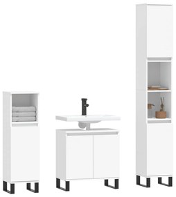 Set di mobili da bagno 3 pz bianco in legno multistrato