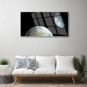 Quadro vetro acrilico Luna Terra Cosmo 100x50 cm