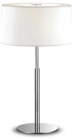 Ideal Lux -  Lampada da tavolo HILTON TL2  - Lampada da tavolo con diffusore in vetro trasparente (sabbiato). Montatura in cromo. Paralume (PVC) rivestito di tessuto. Design italiano.