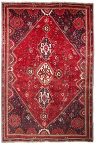 Shiraz Tappeto 330x220 Rosso (Iran) Annodato A Mano