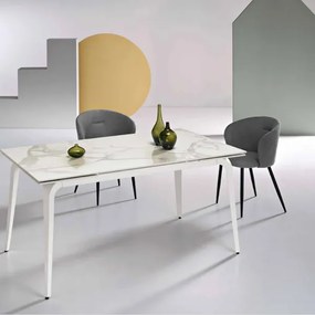 Tavolo in pietra effetto marmo Bianco allungabile a 240 cm FELIX