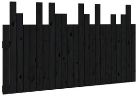 Testiera da parete nera 146,5x3x80 cm in legno massello di pino