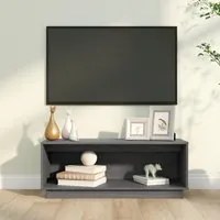 Mobile Porta TV Grigio 90x35x35 cm in Legno Massello di Pino cod 11052