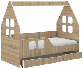 Letto per bambini con cassetto 140 x 70 cm in rovere sonoma a sinistra