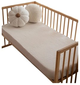 Lenzuolo con angoli per bambini beige in mussola per culla 60x120 cm Burumcuk – Mijolnir