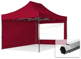 TOOLPORT 3x4,5m gazebo pieghevole PES con laterali (finestre panoramiche), PROFESSIONAL alluminio, rosso - (600212)