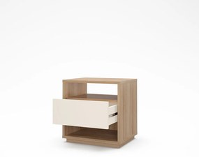 Comodino color crema/di colore naturale con effetto rovere Dennis – Marckeric
