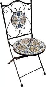 Set Bistrot Tavolo Maioliche D60xH75 Con 2 Sedie Pieghevoli Fiocco