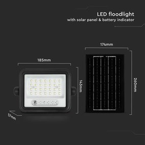 Proiettore solare LED dimmerabile 50W/3,2V IP65 3800 mAh nero + telecomando