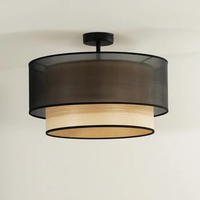 Duolla - Lampadario a plafone WOOD BOHO 1xE27/15W/230V diametro 45 cm nero/beige