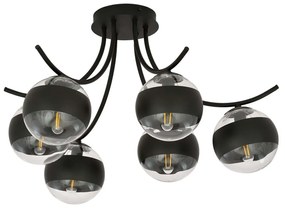Plafoniera Moderna Coeo Acciaio Nero 6 Luci E14 Ip20