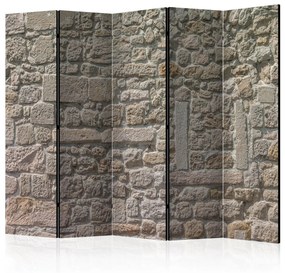 Paravento design Tempio di pietra II - texture architettonica di mattoni di pietra