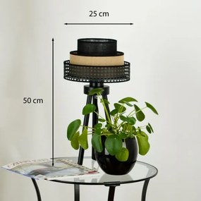 Brilagi - Lampada da tavolo DAKOTA LUNETA 1xE27/15W/230V nero/rattan