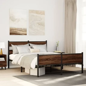 Giroletto Senza Materaso İn Metallo Rovere Marrone 160x200 Cm /