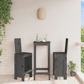 Sgabelli Da Bar 2pz Grigi 40x42x120 Cm Legno Massello Pino /