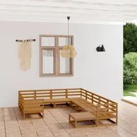 Set Divani da Giardino 11 pz in Legno Massello di Pino cod mxl 37189