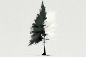 Stampa su tela – Albero sempreverde minimalista