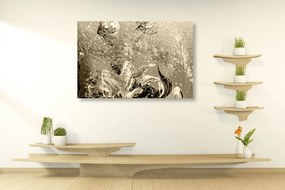 Quadro su tela – Peonie dipinte moderne in versione seppia