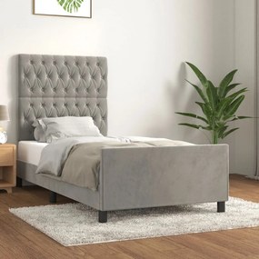 Giroletto Senza Materasso Grigio Chiaro 90x190 Cm Velluto /