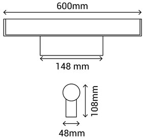 Lampada da parete nera, lunghezza 60 cm Caspio - SULION