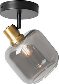 Faretto da soffitto di design nero con oro e vetro fumé - Zuzanna