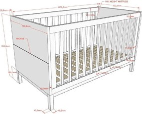Lettino bianco in pino massiccio 70x140 cm Eva – Vipack