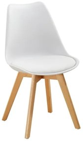 Sedia Nordica Con Gambe In Legno Bianca E Cuscino Design Moderno