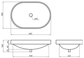 Sapho - Lavabo da incasso LIMA 60x40 cm ceramica/bianco