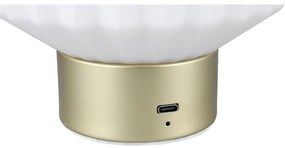 Lampada da tavolo LED dimmerabile in bianco e oro con paralume in vetro (altezza 19,5 cm) Lord - Reality