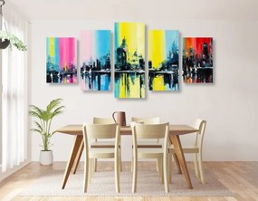 Quadri 5 pezzi – Pittura a olio della città