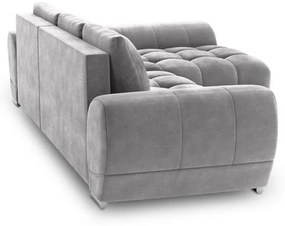 Divano letto angolare grigio chiaro con rivestimento in velluto, angolo destro Nuage - Windsor &amp; Co Sofas