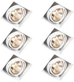 Set di 6 faretti da incasso bianchi GU10 AR111 senza cornice regolabili - Oneon
