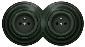 Kliklap - Presa doppia retrò con cornice 230 V, verde