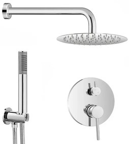 Kit doccia completo con miscelatore York con braccio 35 e soffione 20 inox cromo