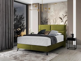 Letto matrimoniale boxspring Svezia - 160 x 200 cm , Tessuto verde chiaro