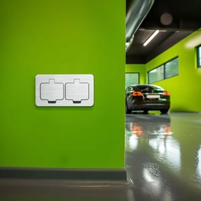 Brilagi - Presa doppia da incasso a pavimento per esterno IP55 cromo opaco rettangolare