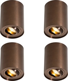 Set di 4 faretti da soffitto moderni bronzo scuro orientabili e inclinabili - Rondoo Up
