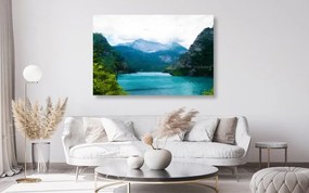 Quadro su tela – Lago di montagna dipinto