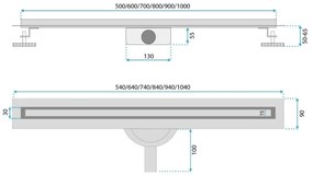 REA-G2714 - Canalina di scarico NEOX SLIM 70 cm acciaio inossidabile/dorato spazzolato
