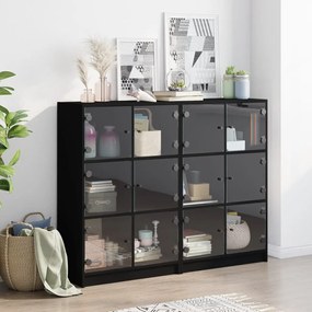 Libreria con ante nera 136x37x109 cm in legno multistrato