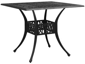 Tavolo da giardino nero 90x90x73 cm in alluminio pressofuso