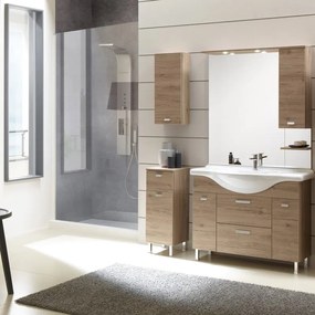 Mobile sottolavabo e lavabo Rimini per vasca centrale rovere nabucco L 100 x H 80 x P 33.5 cm 2 cassetti